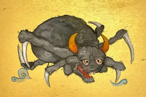 絵画教室日本画カリキュラムで描かれた蜘蛛の妖怪